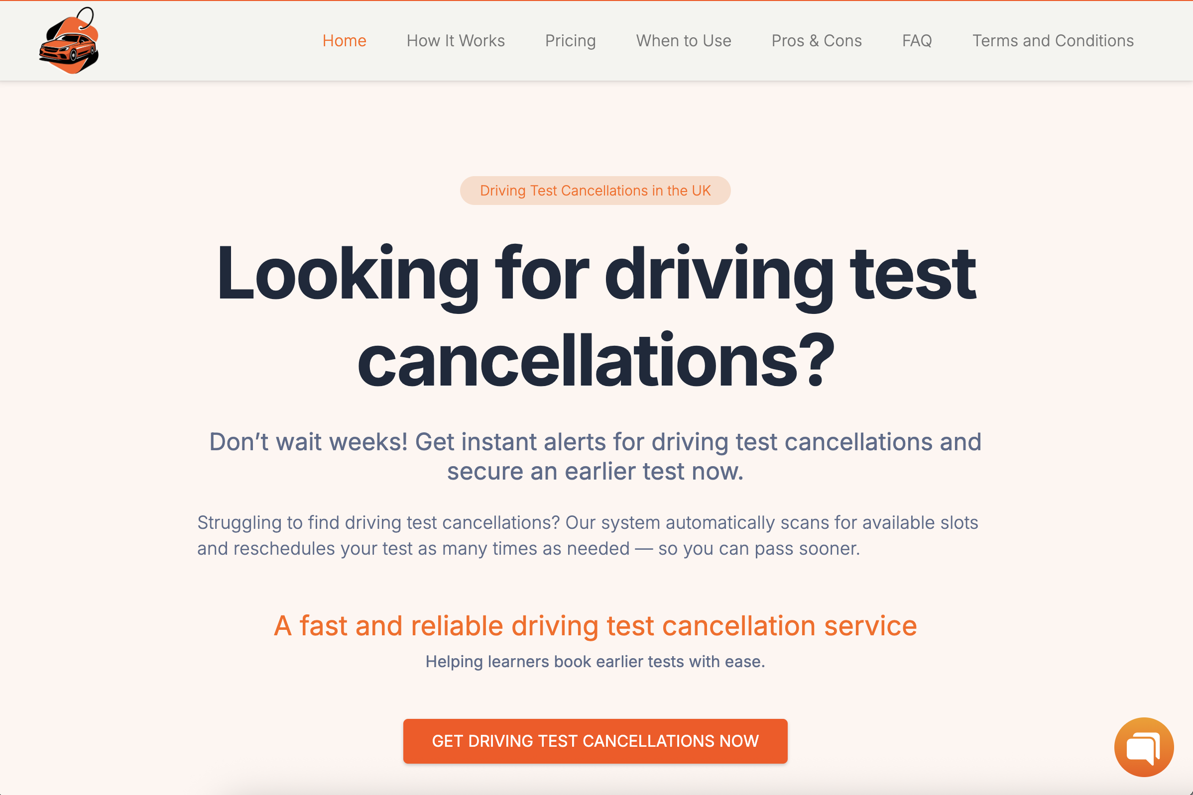 DTCUK driving test cancellation checker website interface showing available test slots and search filters for UK driving tests